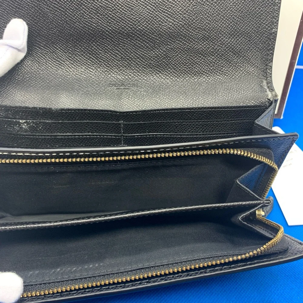 Coach black pebbled‎ leather wallet - Picture 3 of 7